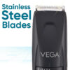 Vega Trimmer For Men with 90 Mins Runtime Stainless Steel Blades, Black (Power Lite, VHTH-38)- ZHC1004 - Image 6