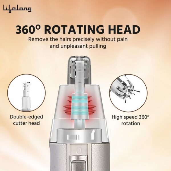 Lifelong Llpcm300 Rechargeable Nose And Ear Trimmer; 40 Minutes Runtime And Washable; For Men, Woman- ZHC1006 - Image 4