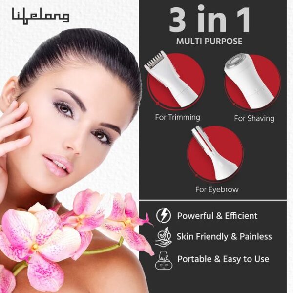 Lifelong Women Trimmer Soft Touch Rechargeable Eyebrow, Underarms & Bikini Trimmer(Llpcw203, Pink)- ZHC1008 - Image 4