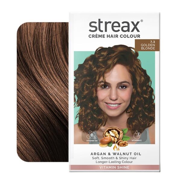 Streax Crème Permanent Hair Colour - 7.3 Golden Blonde Hair Color, 100% Grey coverage, Long Lasting- YSX1071