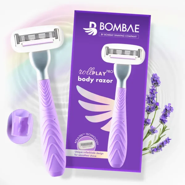 Bombae Rollplay Pro Body Hair Removal Razor For Women With Aloe Vera,Vit E. 1 Razor + 1 Magic Holder- ZYP1011