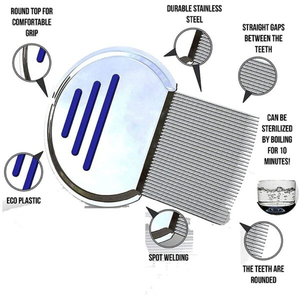 Bronson Professional Stainless Steel Lice Treatment Comb For Head Lice Egg Removal - Mix Color - ESF1014 - Image 4