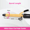 Vega Ease Curl 45 W Hair Curler - Ceramic Coated Barrel- ZHC1019 - Image 5