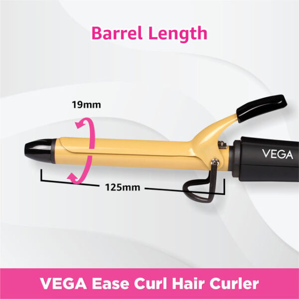 Vega Ease Curl 45 W Hair Curler - Ceramic Coated Barrel- ZHC1019 - Image 5