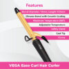 Vega Ease Curl 45 W Hair Curler - Ceramic Coated Barrel- ZHC1019 - Image 3