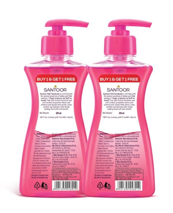Santoor Mild Gentle Anti-Bacterial Hand Wash With Natural Goodness of Lotus and Tulsi- XBG1002 - Image 3