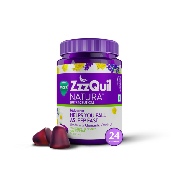 Vicks ZzzQuil Natura, Non-Addictive Sleep-Aid Gummy, Melatonin Helps You Fall Asleep Fast- FSV1003