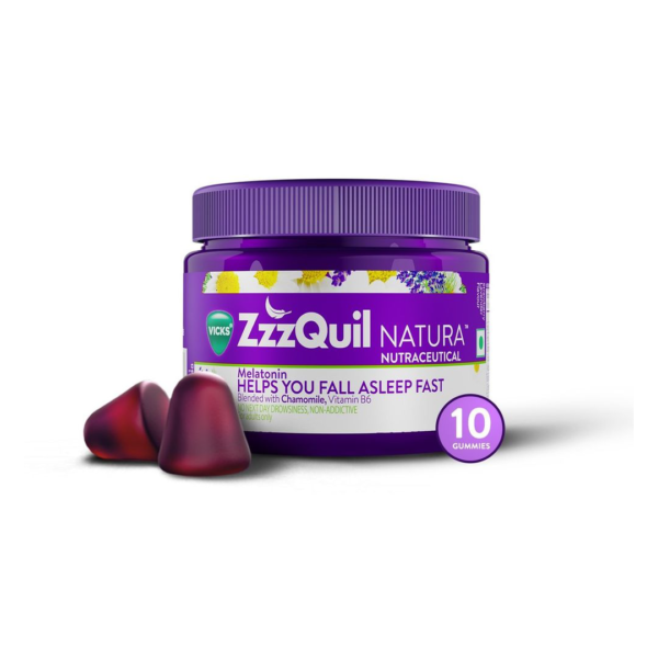 Vicks ZzzQuil Natura, Non-Addictive Sleep-Aid Gummy, Melatonin Helps You Fall Asleep Fast- FSV1008