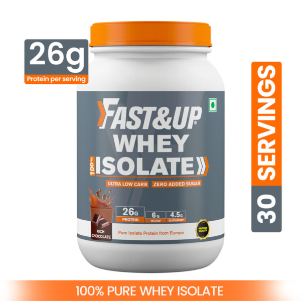 Fast&Up Whey Protein Pure Isolate Ultra Low Carb Rich Chocolate Flavour- TZR1004