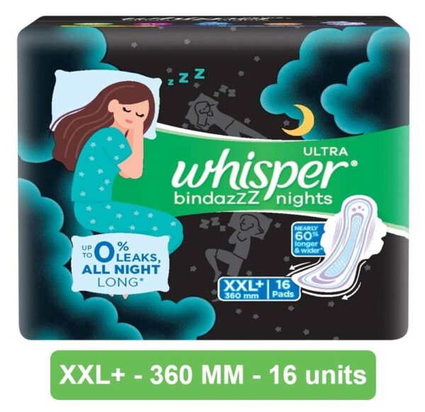 Whisper Bindazzz Nights Sanitary Pads - XXL+- ZGV1002