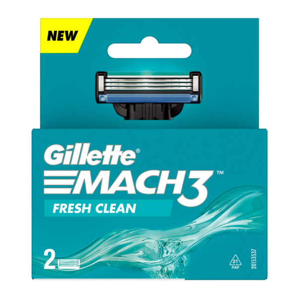 Gillette Mach 3 Shaving Razor Blades For Men (2 Cartridges)- PHQ1030