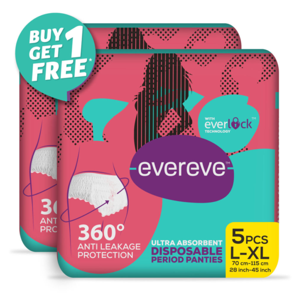 EverEve Ultra Absorbent Disposable Period Panties, L-XL Buy 1 Get 1- QEV1002