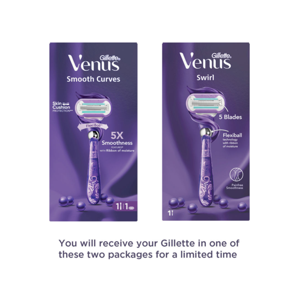 Venus Smooth Curves | Swirl | Hair Removal Razor for Women, 1 Razor- PHQ1037