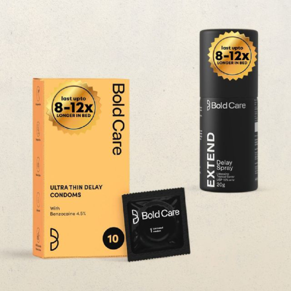 Bold Care Extend Delay Spray With Lidocaine 10%(20gms) & Bold Care Ultra Thin Delay Condoms With Benzocaine 4.5%(20gms) Combo- UAP1007