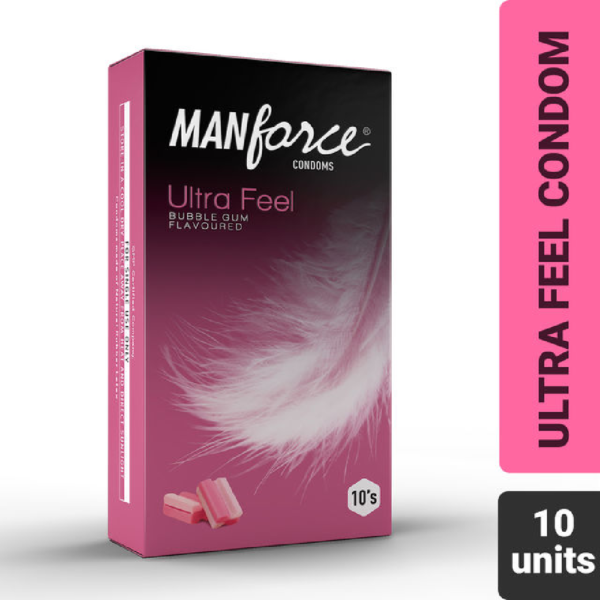 Manforce Ultra Feel Super Thin Bubble Gum Flavoured Condom With Thickness Of 0.05mm- UAP1031