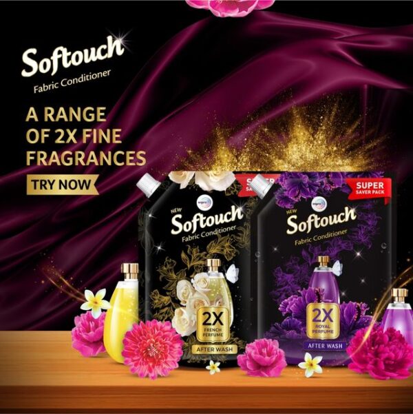 Softouch 2X French Perfume After Wash Liquid Fabric Conditioner With French Rose and Jasmine- TZL1030 - Image 4