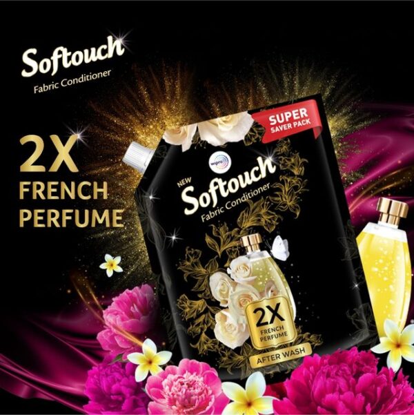 Softouch 2X French Perfume After Wash Liquid Fabric Conditioner With French Rose and Jasmine- TZL1030 - Image 2