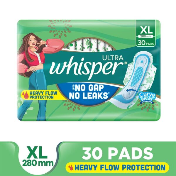 Whisper Ultra Clean XL+ Sanitary Pads (Pack of 50)- ZGV1021