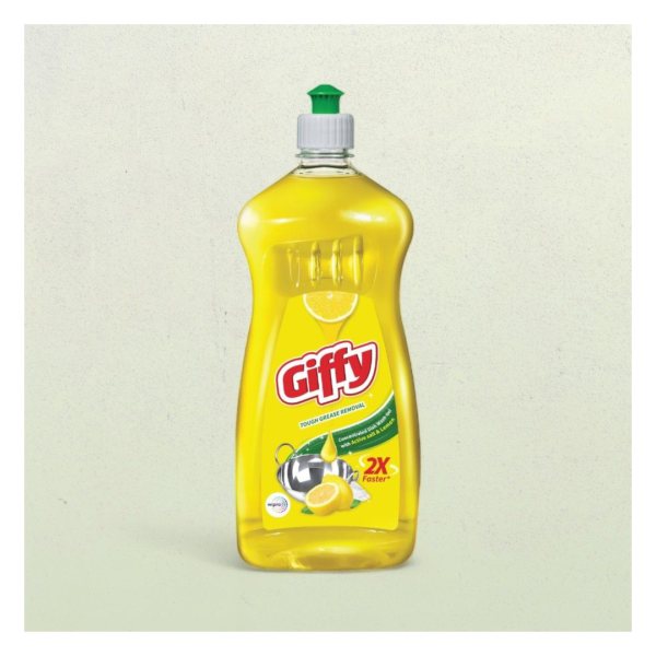 Giffy Liquid Dish Wash Gel With Active Salt and Lemon - 2X Faster Tough Grease Removal - KKJ1018