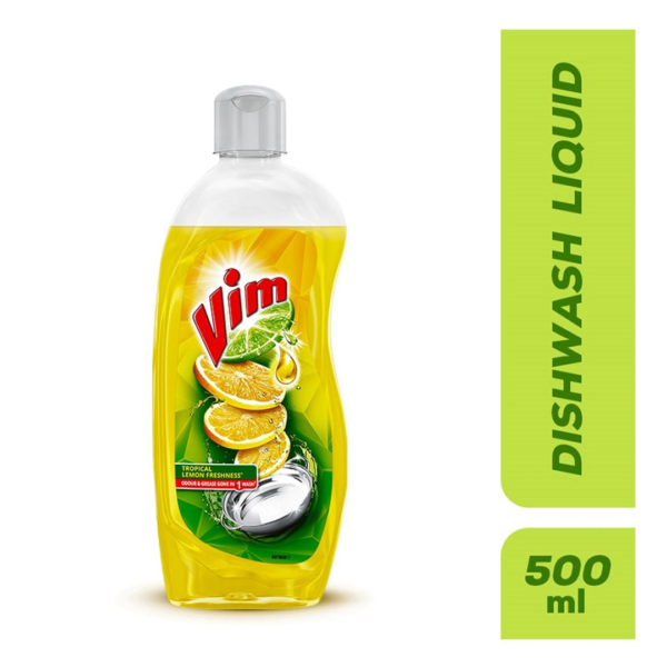 "Vim Dishwash Liquid Gel Lemon | With Lemon Fragrance | Leaves No Residue | Grease Cleaner For All Utensils | Bottle - KKJ1024"