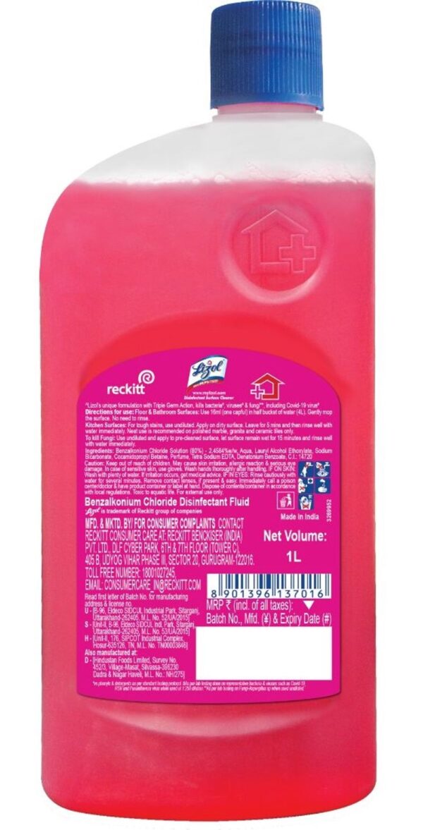 Lizol Floor Cleaner Liquid - Floral Surface Cleaner- PSY1024 - Image 3