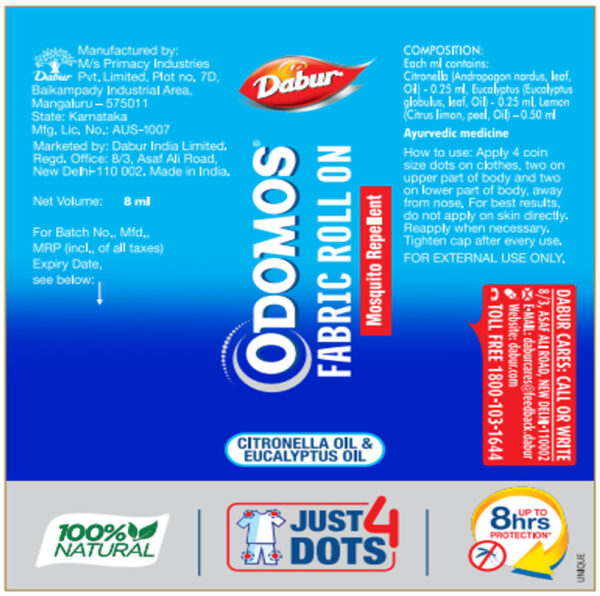 Odomos Mosquito Repellent Fabric Roll On- BQL1011 - Image 4