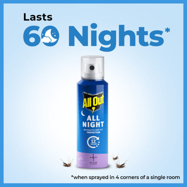 All Out All Night Mosquito Killer Spray, 2 Hours Protection, Lasts 60 Nights- BQL1029 - Image 3