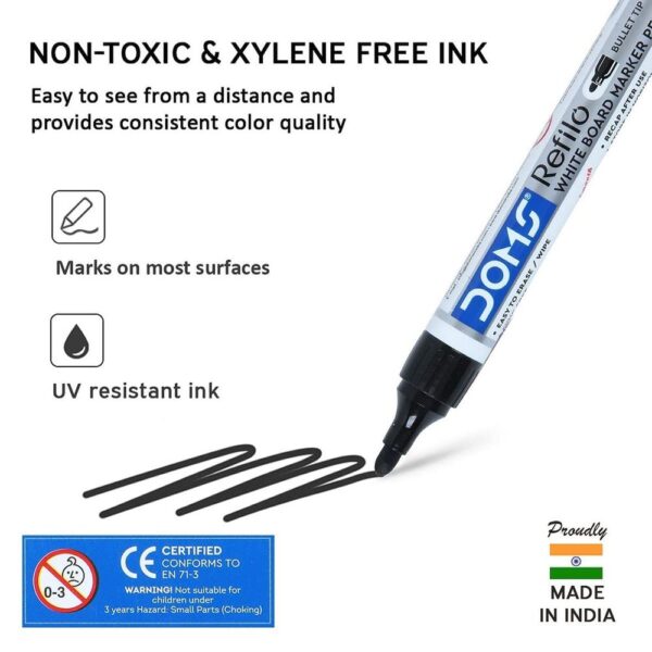 Doms Refilo Whiteboard Marker Pen Black- XUG1002 - Image 4