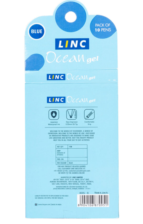 Linc Ocean Gel Pen (Blue Ink 10 Pcs)- XUG1014 - Image 2