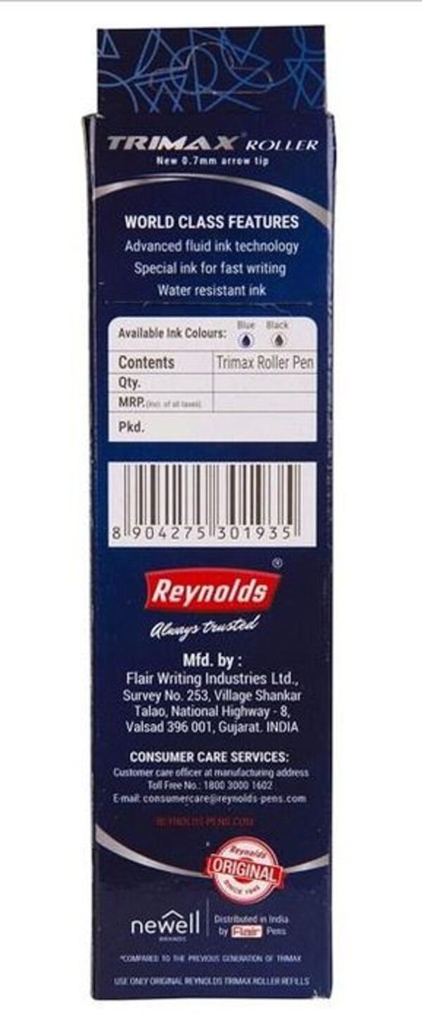 Reynolds Trimax Roller Ball Pen Set (1 Blue Pen)- XUG1015 - Image 2