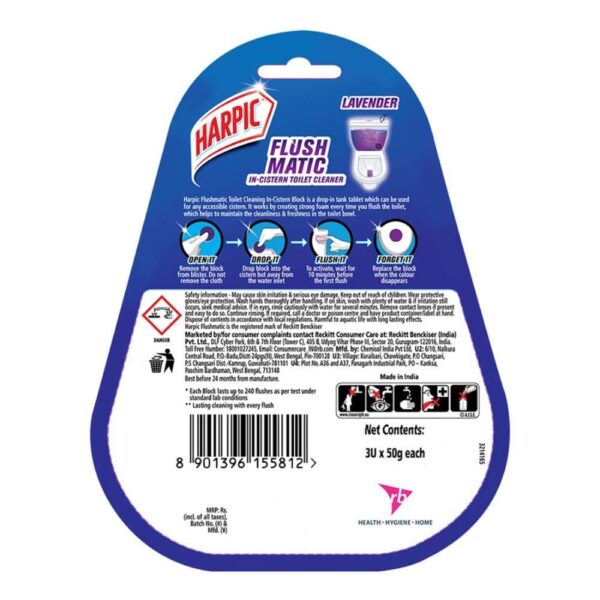 Harpic Flushmatic Toilet Cleaner Blocks - Lavender- CPE1021 - Image 3