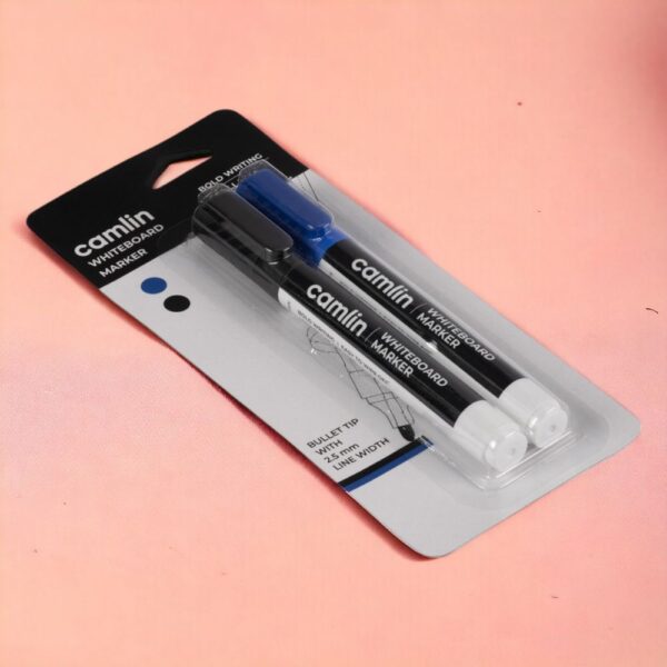 Camlin Whiteboard Marker - Pack Of 2 Assorted Colors (Black, Blue)- QLZ1015