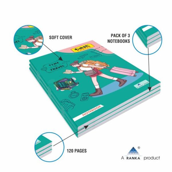 Single Line Longbook-120 Pages- Pack of 3 (Assorted Prints)- MXP1023 - Image 4