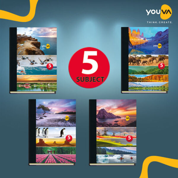 Navneet Youva Case Bound 5 Subject Single Line Notebook 400 Pages 18.5x24.7cm Multicolored- MXP1044 - Image 3