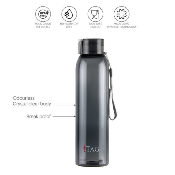 Cello My Tag Pet Water Bottle | 100% food grade | Leak proof and Break proof | 1000 ml - Assorted- BCS1012 - Image 4