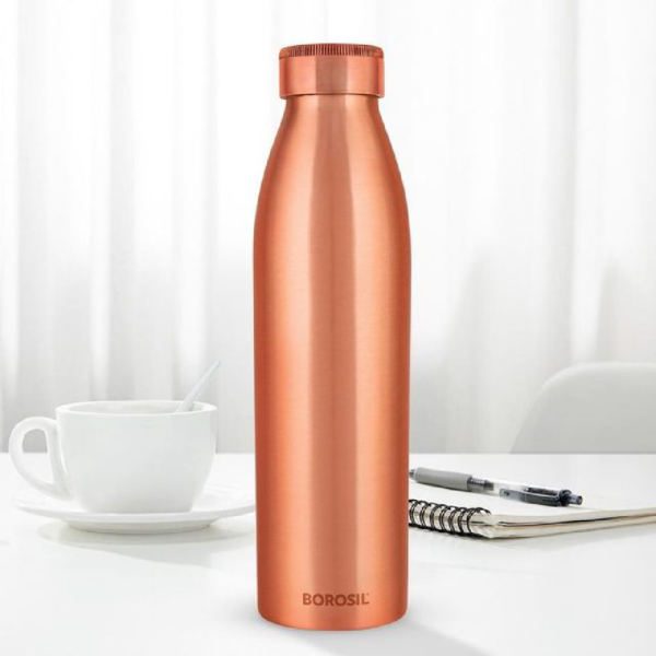 Borosil Pro Copper Water Bottle, 100% Copper, Leak-Proof, For Everyday Use, 950 Ml- BCS1020