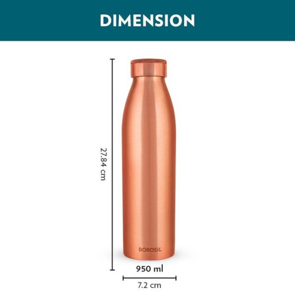 Borosil Pro Copper Water Bottle, 100% Copper, Leak-Proof, For Everyday Use, 950 Ml- BCS1020 - Image 2