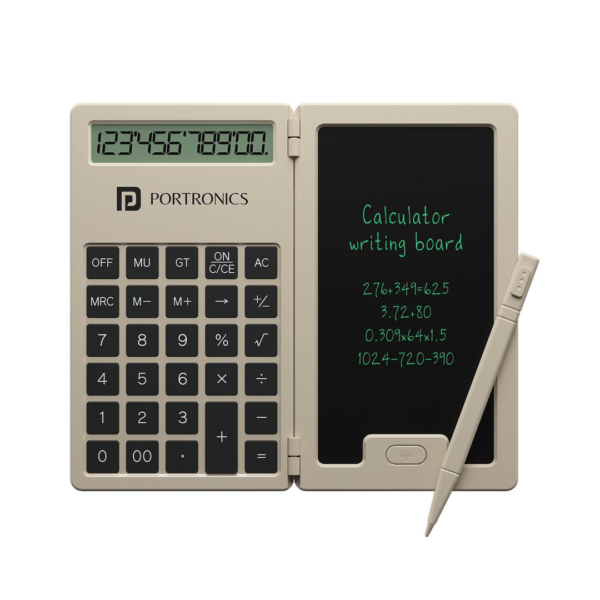 Portronics Ruffpad Calc Mini 2 In 1 Lcd Writing Pad With Digital Calculator - Grey- JMZ1029 - Image 2