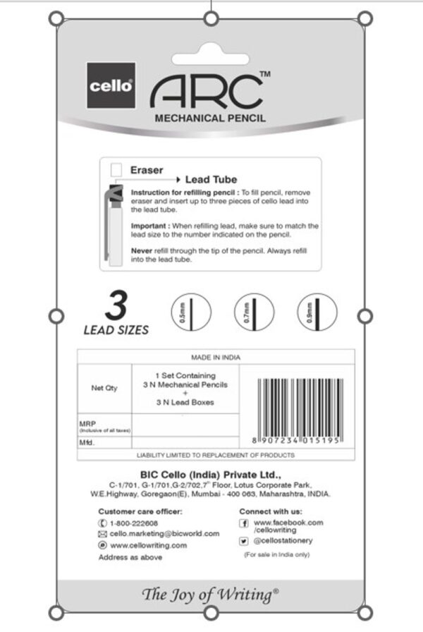 Cello Arc Mechanical Pencil Blister - 3 MP + 3 Lead Box- XUG1032 - Image 2