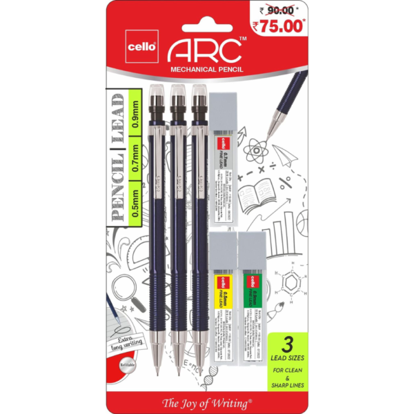 Cello Arc Mechanical Pencil Blister - 3 MP + 3 Lead Box- XUG1032