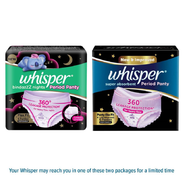 Whisper Super Absorbent Period Panty, M-L Panties (Pack of 6)- QEV1005