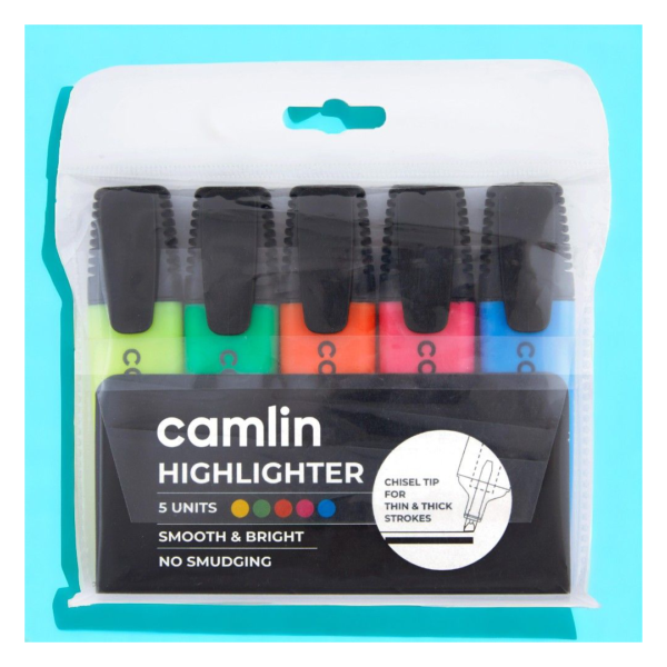 Camlin Highlighters Assorted Pouch Of 5 Shades- XUG1036