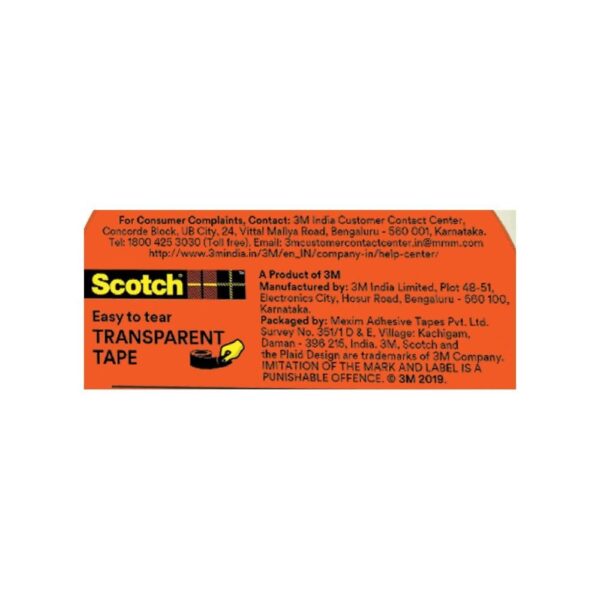 Scotch Transparent Tape - Polypropylene Yellow, Clear Tape | 2.4 mm x 25 m- PPR1007 - Image 2