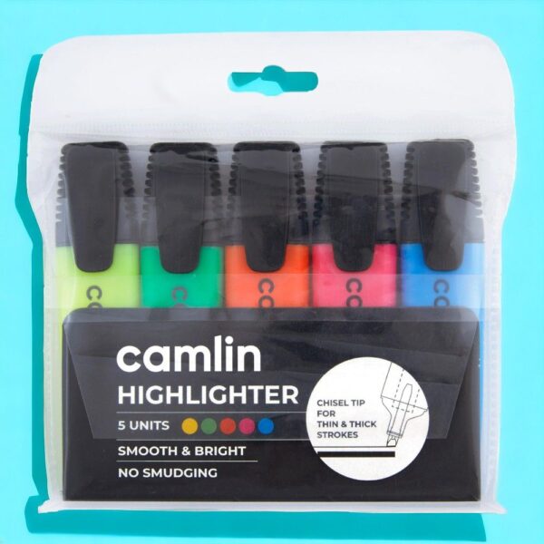 Camlin Highlighters Assorted Pouch Of 5 Shades- QLZ1037